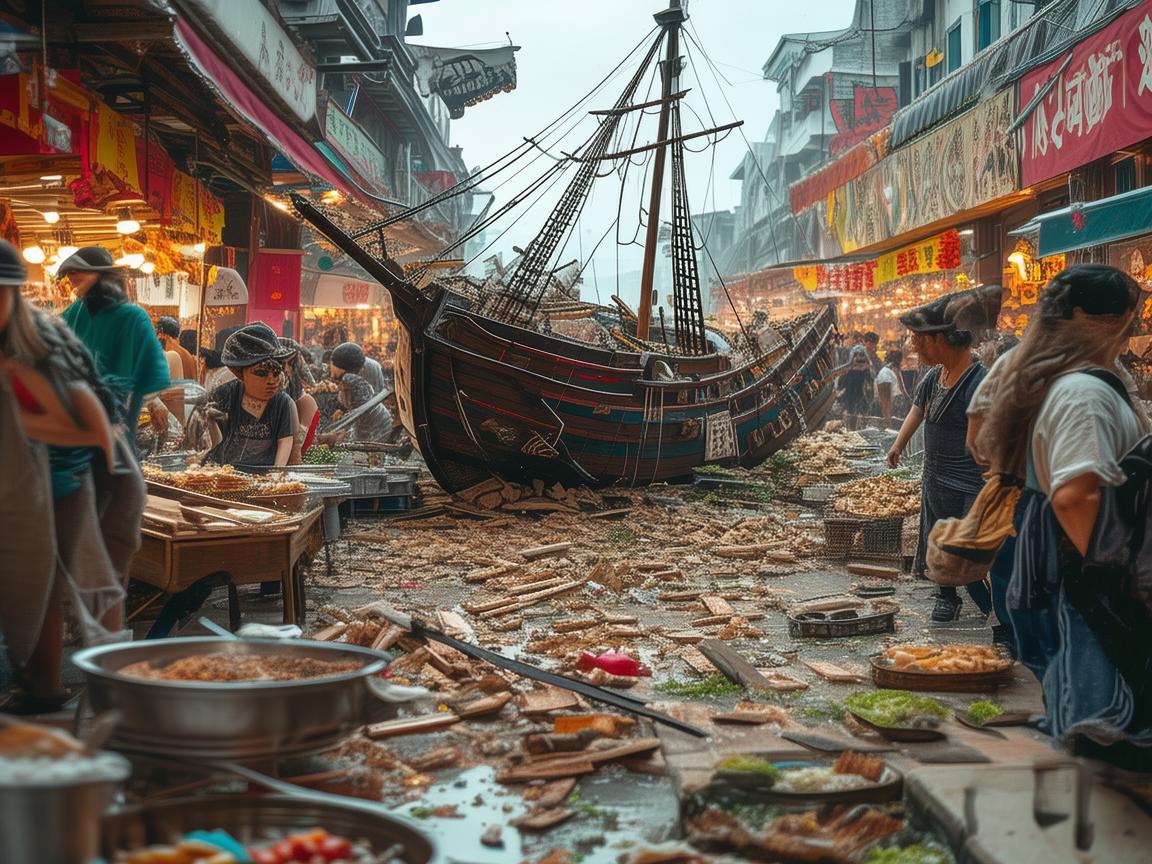 河南一美食节惊现海盗船意外，拦腰折断的味觉奇遇