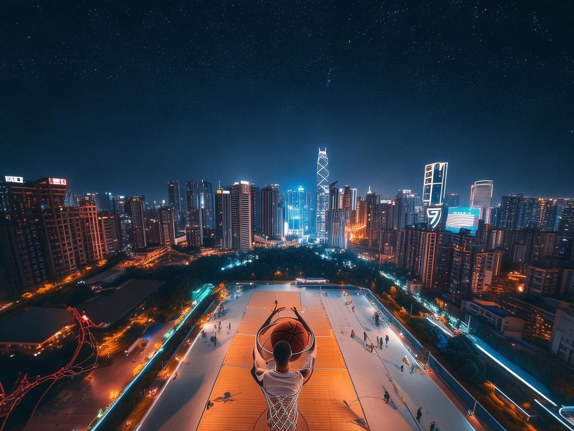 重庆夜空下的空中对决，无人机视角下的库里式远投